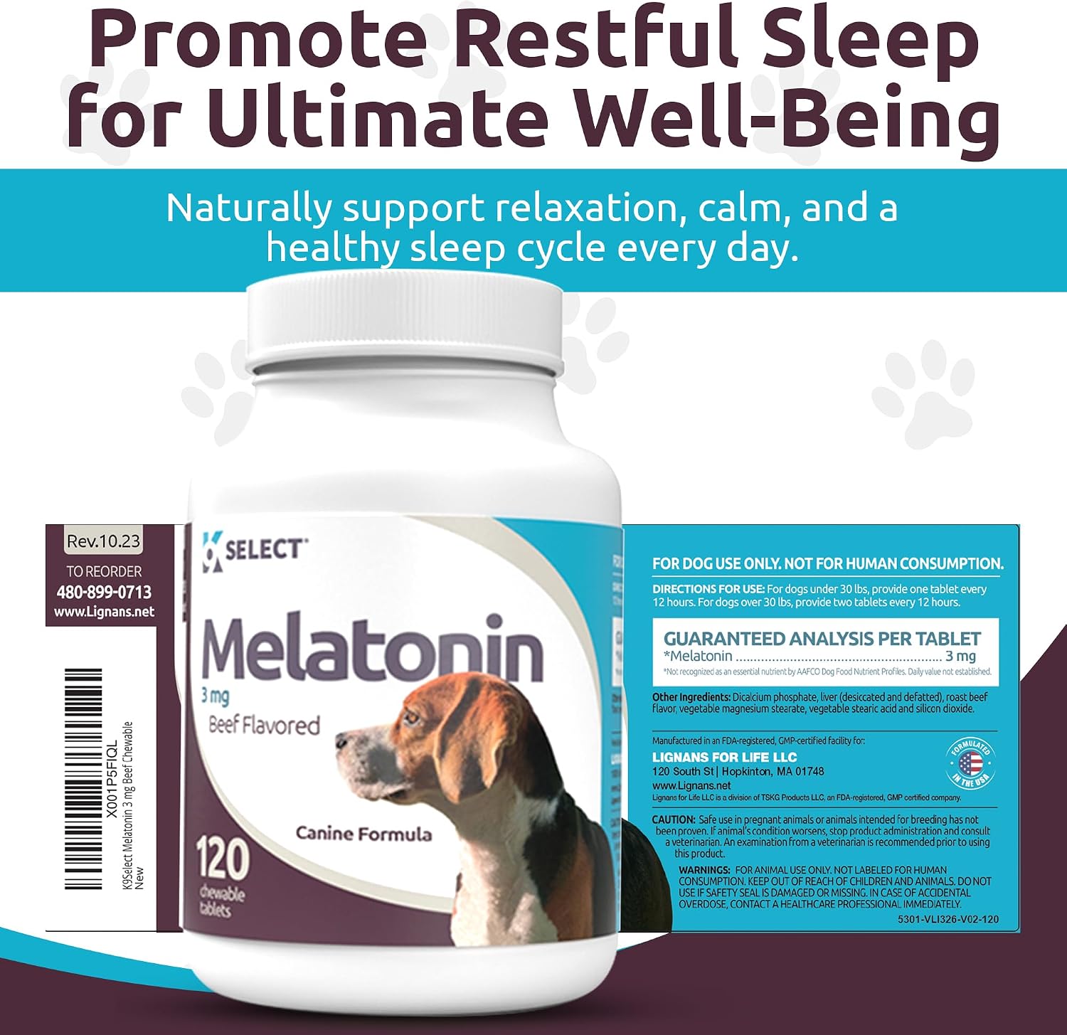 K9 Select veterinary formula dog anxiety supplement packaging
