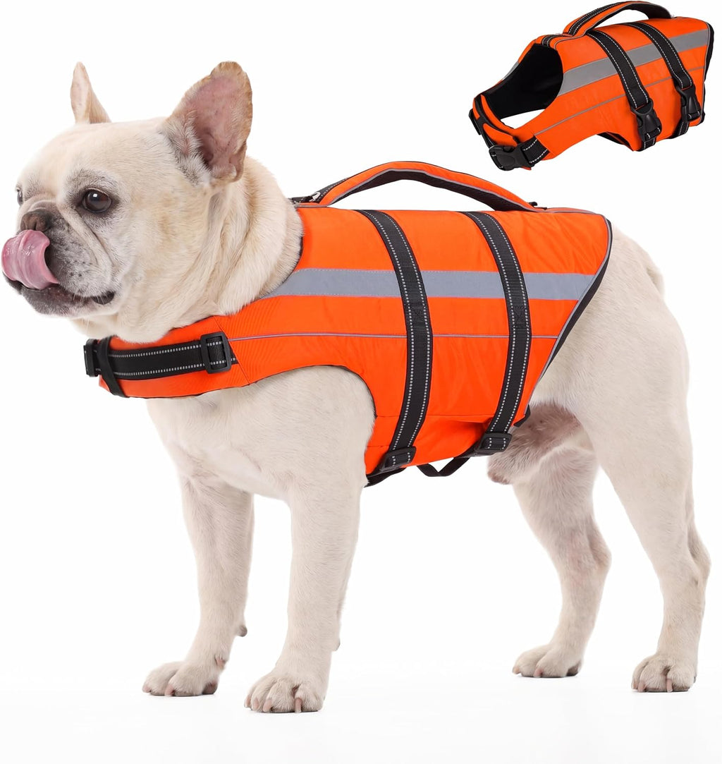 FUAMEY Dog Life Jacket, Dogs Swim Vest with Reflective Strips, Pet Flotation Swimsuit for Kayaking & Boating, Buoyancy for Puppy Doggy, Pink, S - Image 9