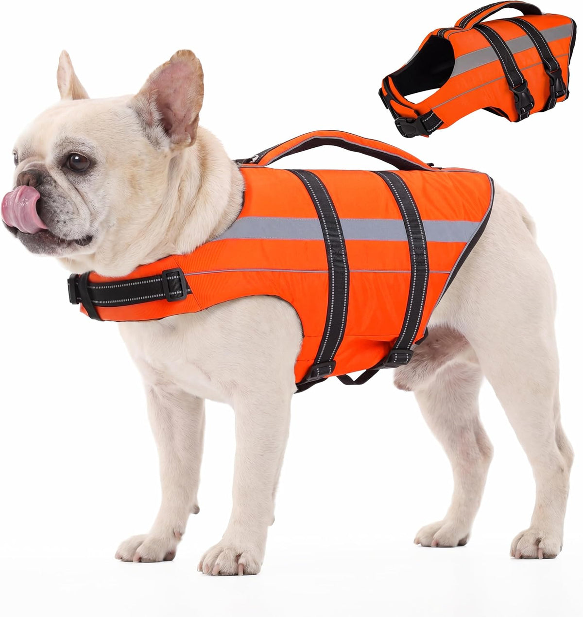 FUAMEY Dog Life Jacket, Dogs Swim Vest with Reflective Strips, Pet Flotation Swimsuit for Kayaking & Boating, Buoyancy for Puppy Doggy, Pink, S - Image 9