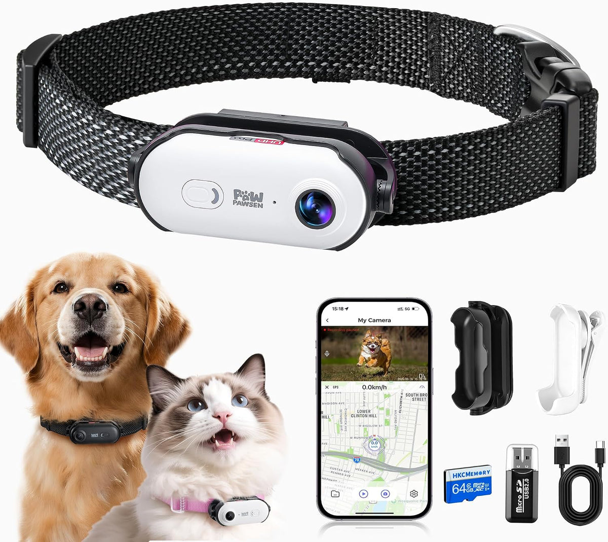 4K UHD Dog& Cat Pet Camera Collar, Video Recorder with Phone App View, Outdoor & Indoor POV Action Cam for Small and Medium-Size Dogs(Black - Pink Waterproof Collar - M, 128g) - Image 14