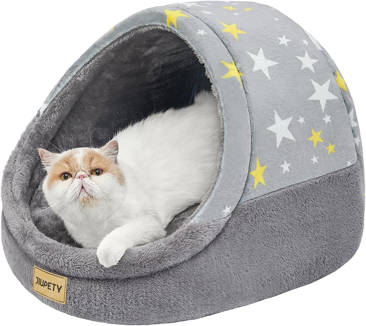Jiupety Cute Cat Beds for Indoor Cats, Cat Cave Bed for Kittens, Large Cat Cave and Covered Cat Bed with Anti-Slip Bottom, Washable Removable Cushion, M(16"x16"x13"), Dark Gray - Image 10
