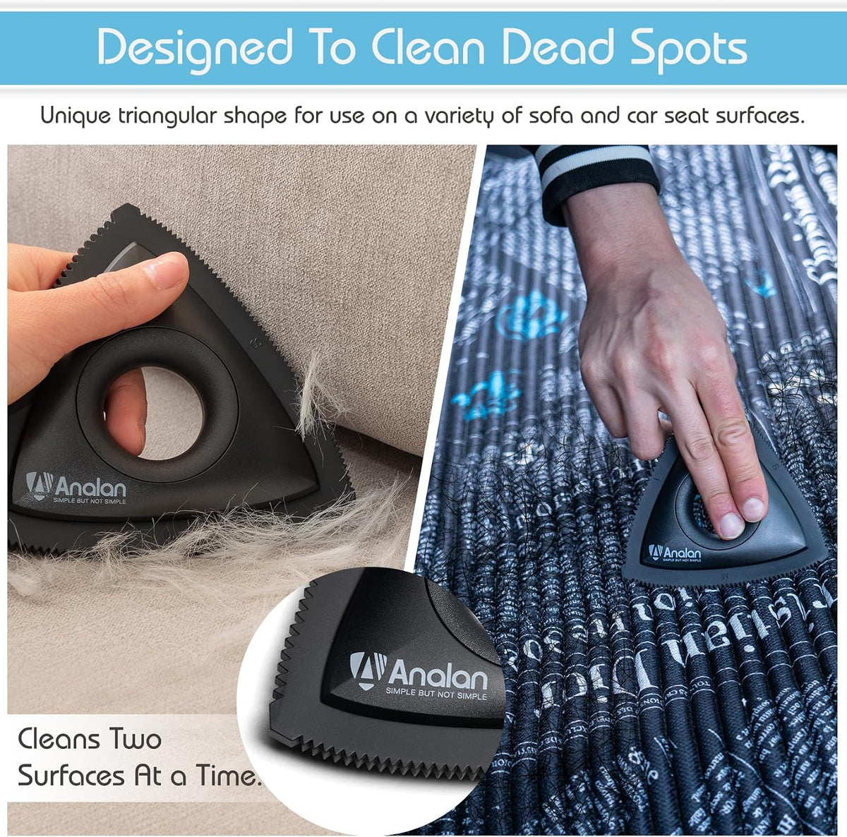 Side profile of Analan Mini Pet Hair Remover ergonomic design