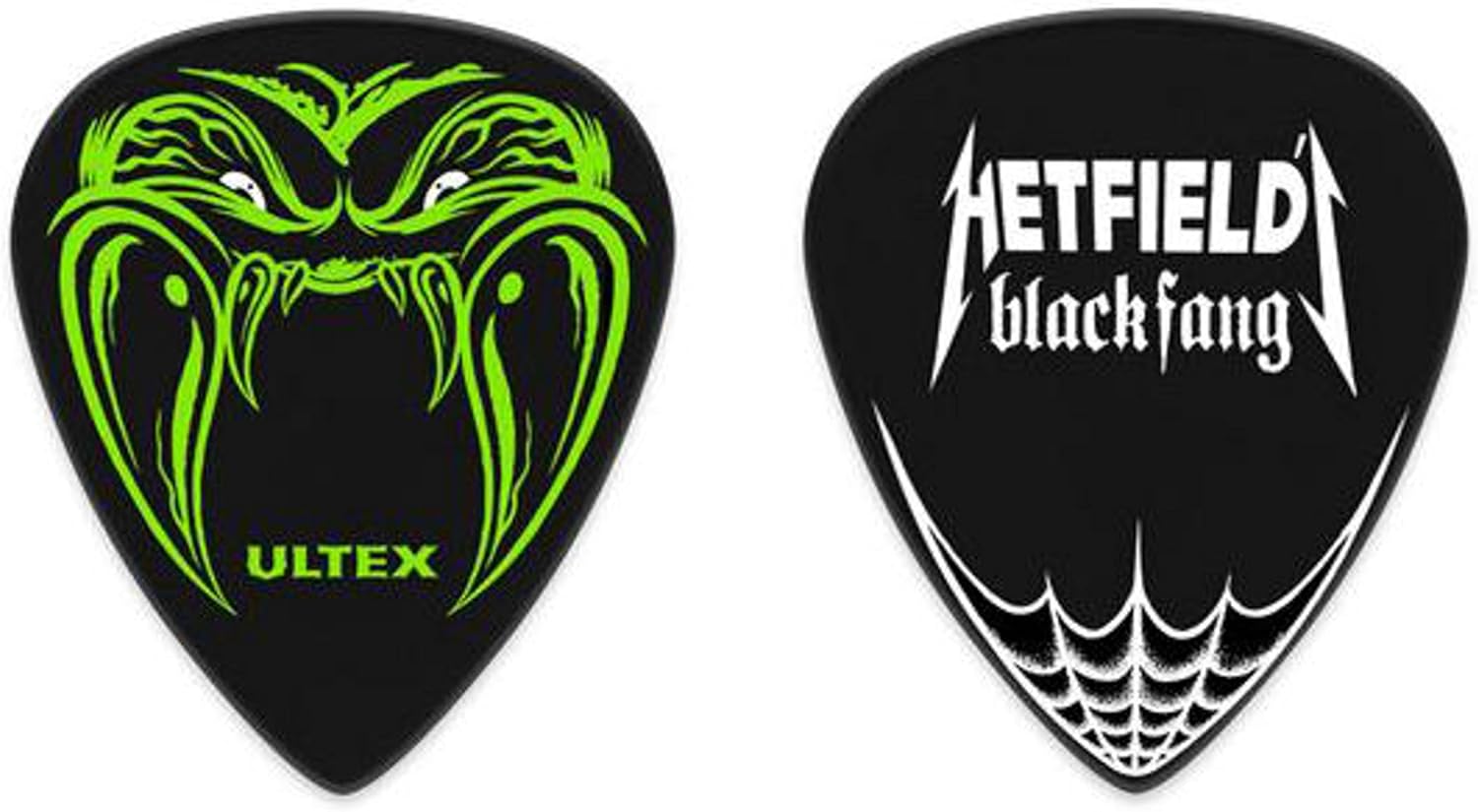 A collection of premium Jim Dunlop Ultex guitar picks with sharp pointed tips for aggressive playing styles.