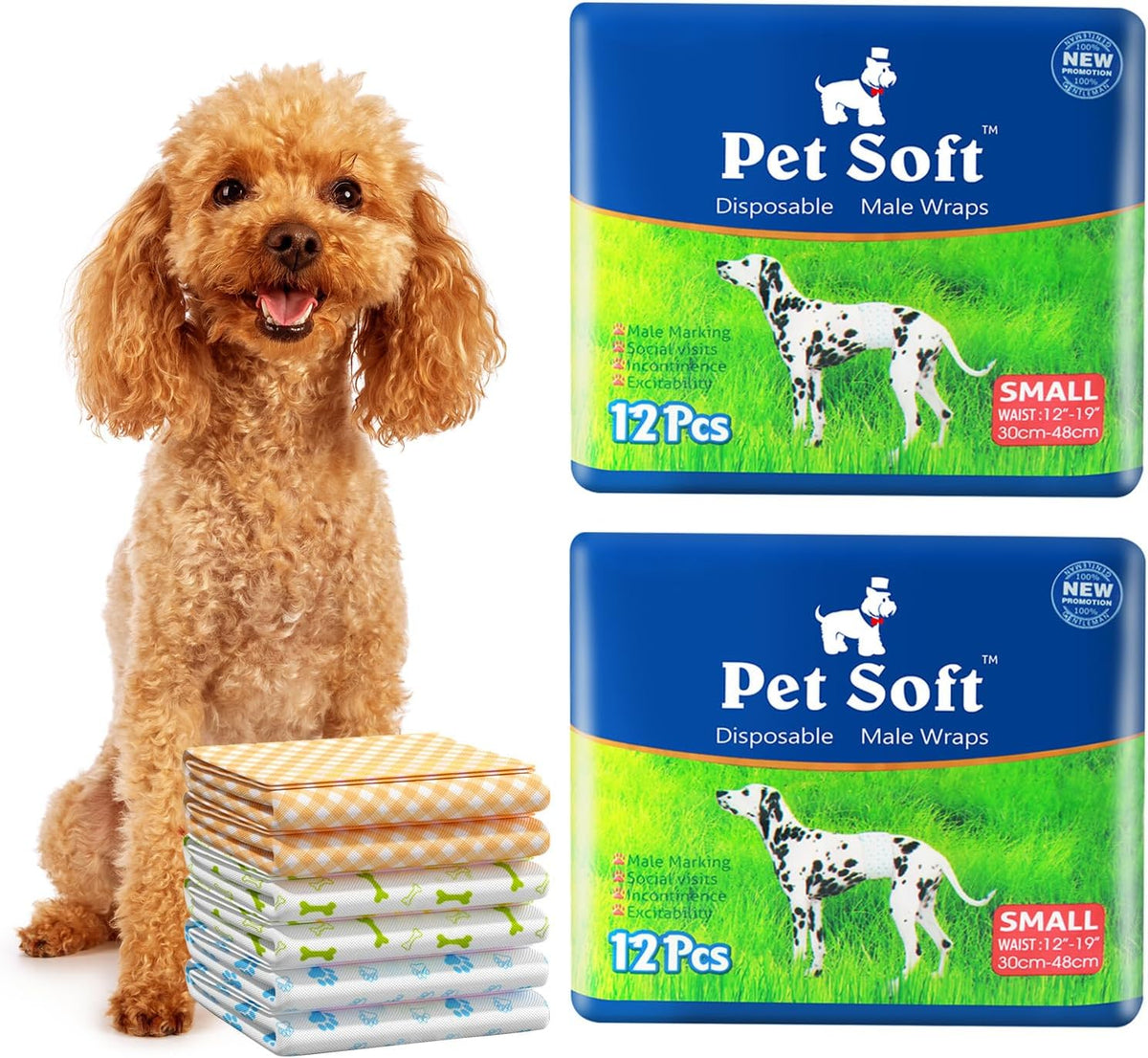 Pet Soft Disposable Male Dog Wraps - Dog Diapers for Male Dogs, Puppy Diapers 48pcs Small - Image 9