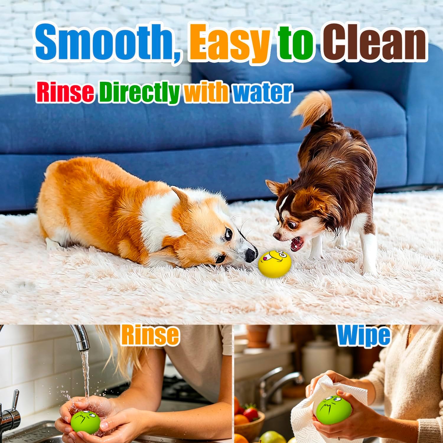 Natural latex soft rubber pet toys ideal for teething puppies and mini dog breeds.