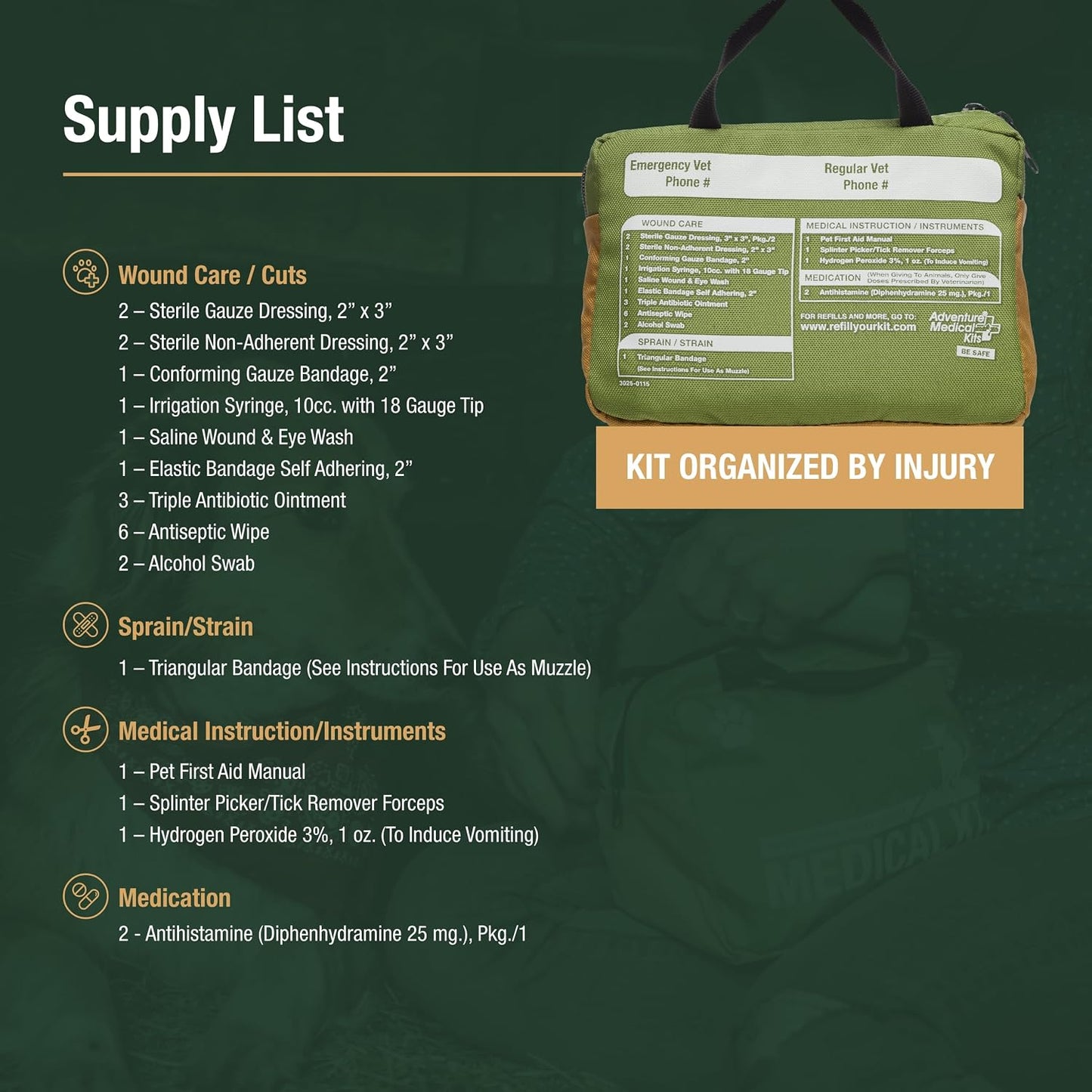 Side view highlighting the compact profile and lightweight design of the pet first aid kit.