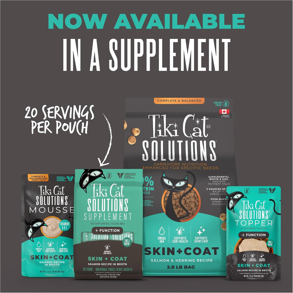 Premium authentic Tiki Cat USA imported pet supplement packaging details