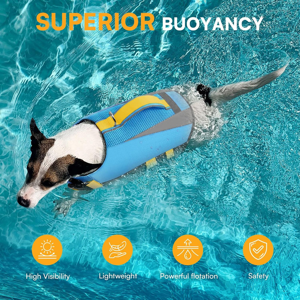 Queenmore dog swimsuit laid flat detailing the tear resistant Oxford fabric