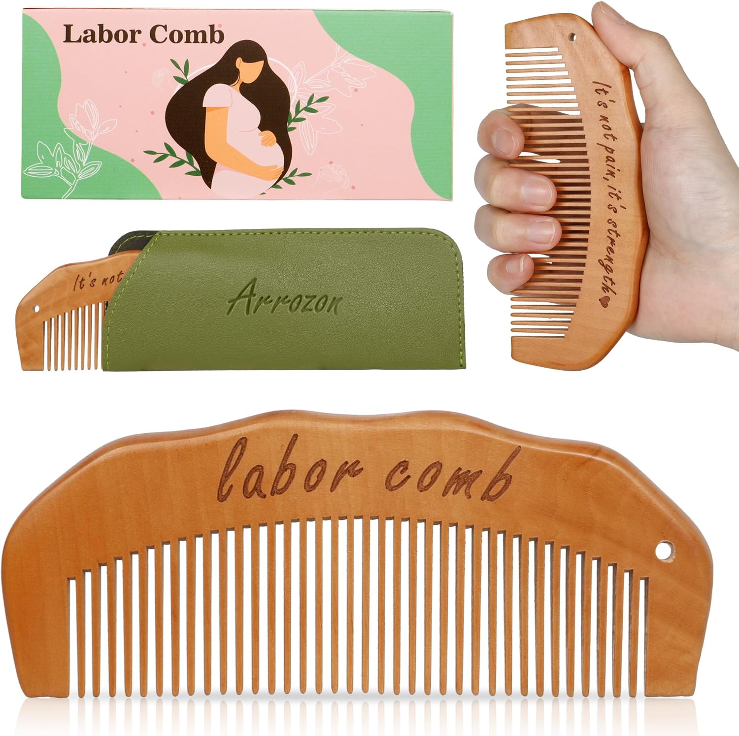 Arrozon wooden labor comb front view