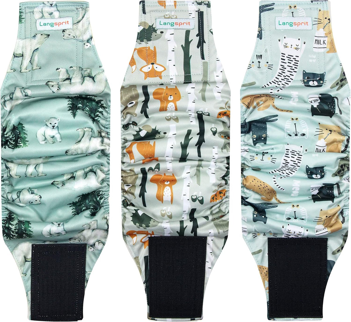 Langsprit Male Belly Bands for Dogs (Pack of 3) - Dog Diapers Male - High Absorbing Dog Wraps Washable - Reusable Small Doggy Doggie Puppy Dog Diapers (Sloth,Whale,Dinosaur, Small) - Image 11