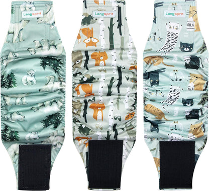 Langsprit Male Belly Bands for Dogs (Pack of 3) - Dog Diapers Male - High Absorbing Dog Wraps Washable - Reusable Small Doggy Doggie Puppy Dog Diapers (Sloth,Whale,Dinosaur, Small) - Image 11
