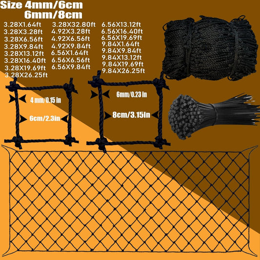 Close up of 6mm knotted polyester rope safety netting texture