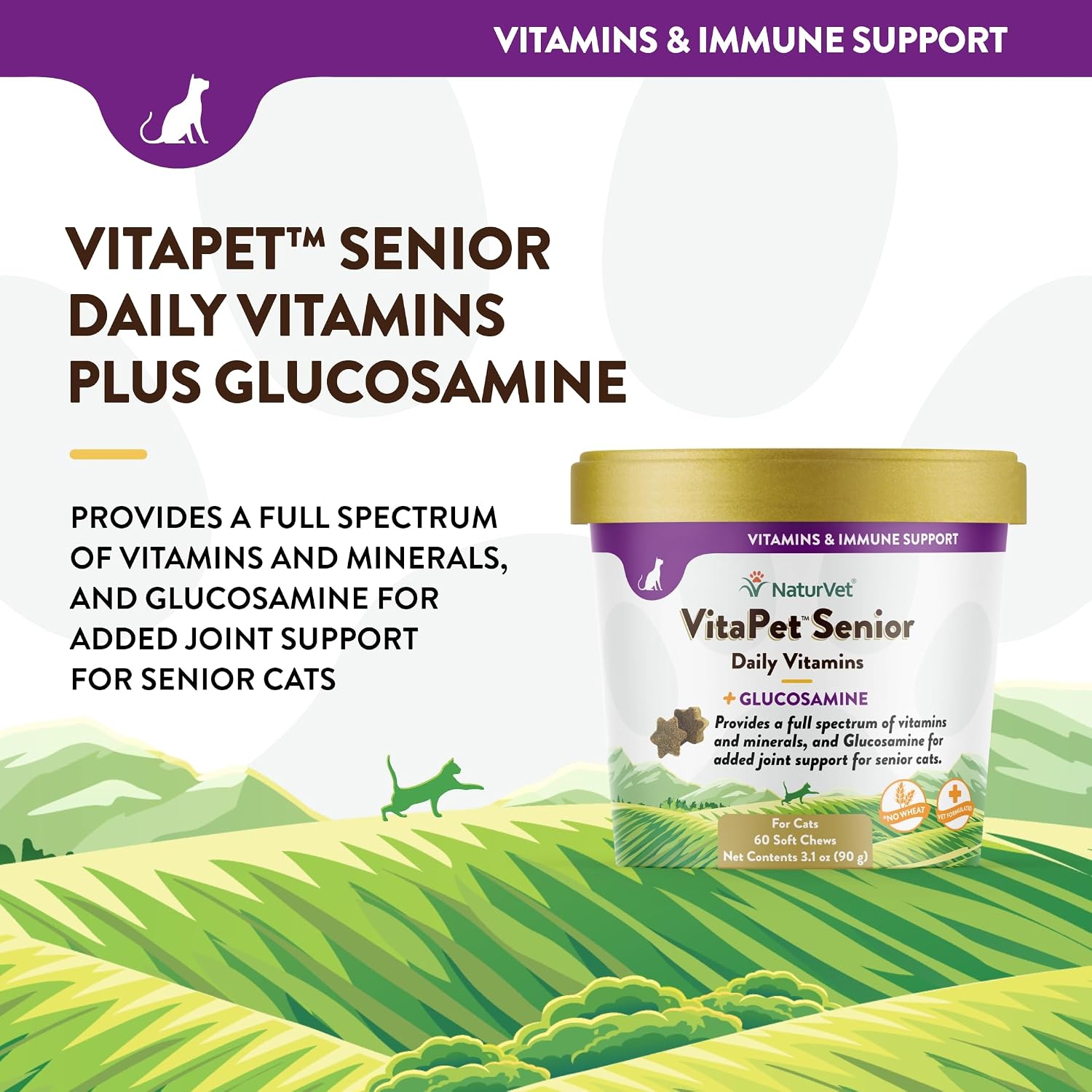 Back of NaturVet VitaPet Senior container showing ingredient list