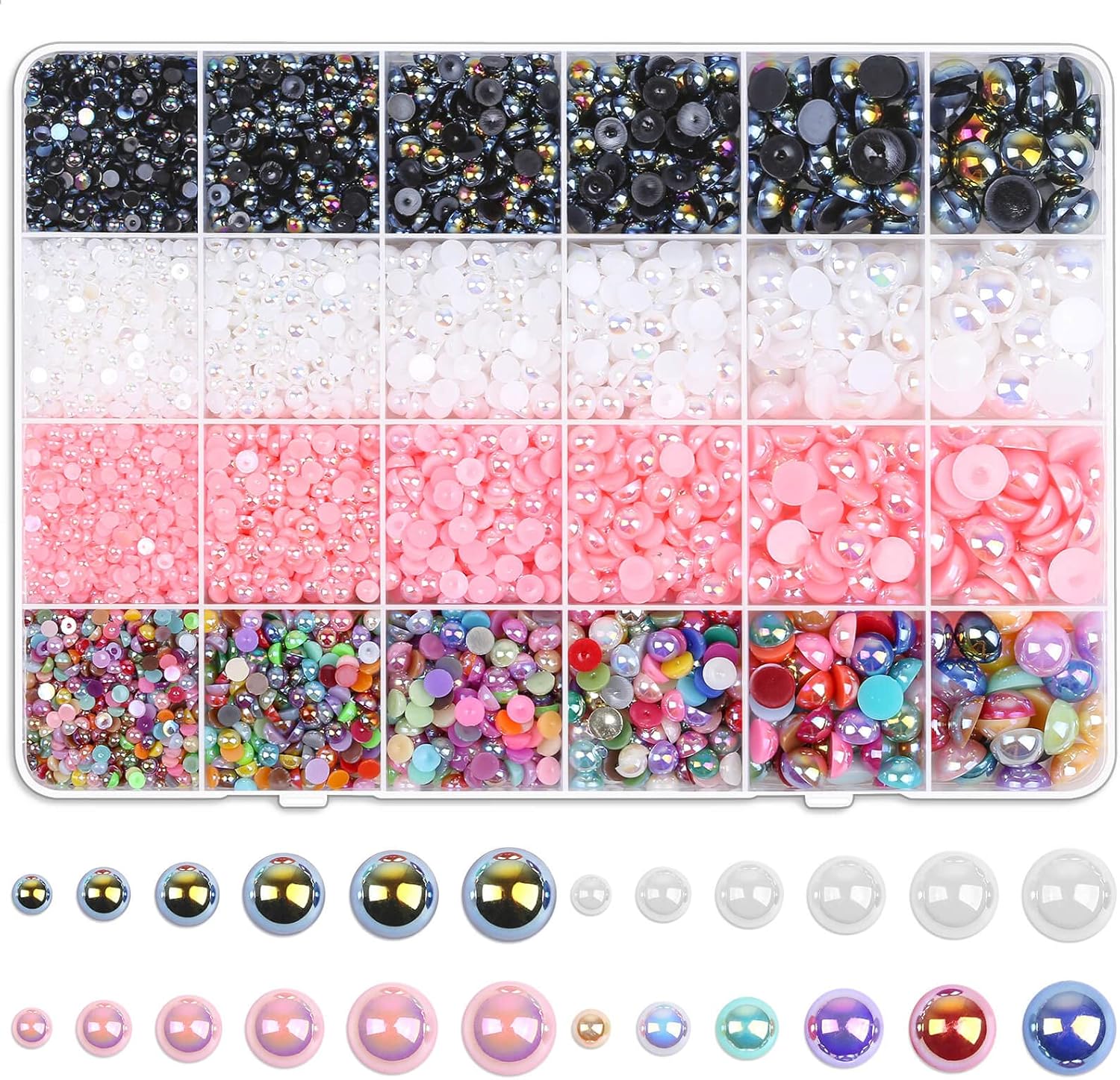 Cridoz 8000 Pieces Flatback Pearls craft kit front view