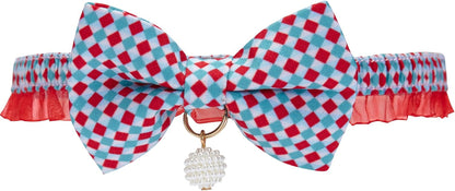 Blueberry Pet Pink Tulip Floral Breakaway Bowtie Cat Collar Choker Necklace with Handmade Bow Tie and Pearl Charm, Safety Elastic Stretch Collar for Cats, Neck 8.5"-12" - Image 10