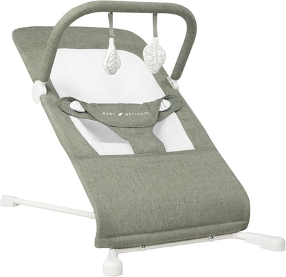 Baby Delight Highland Baby Bouncer in Sage Tweed front view