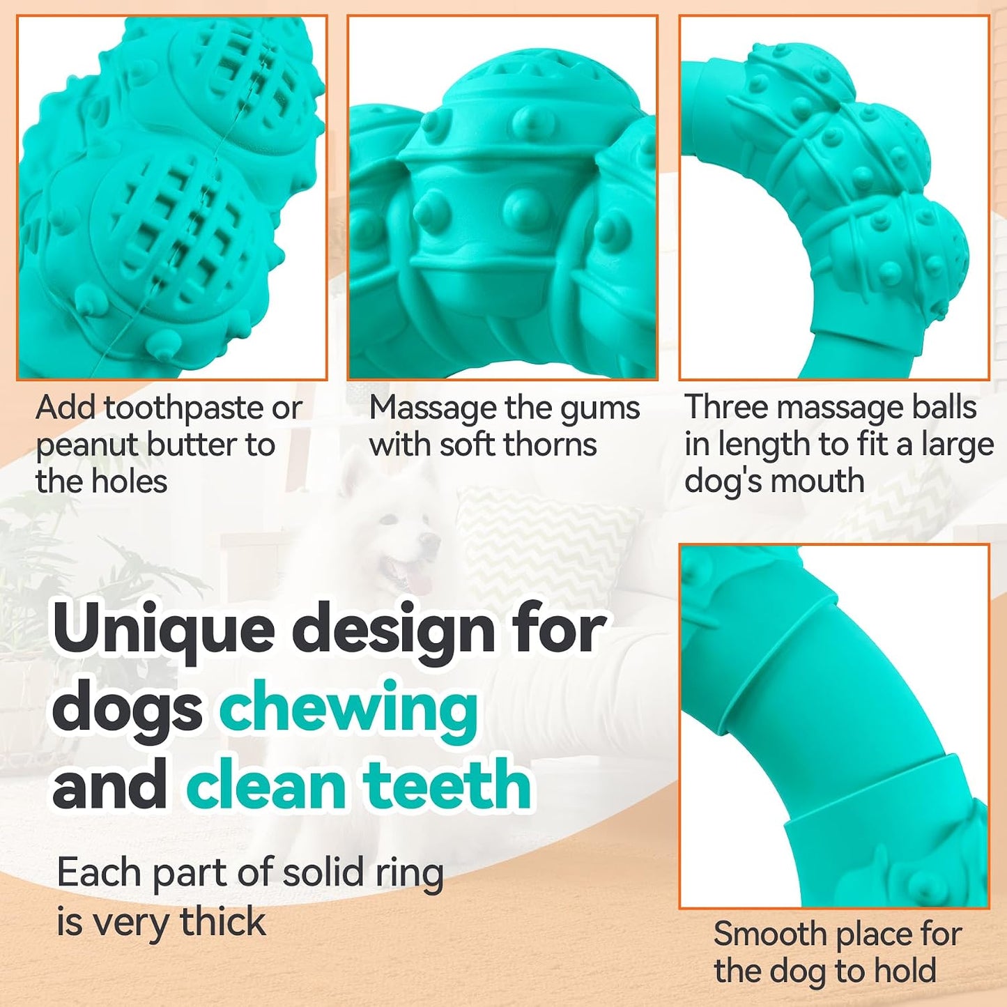Side profile of durable puppy teething ring toy