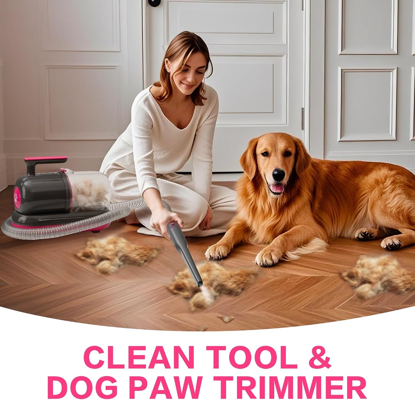 Electric pet clippers with adjustable guide combs for dog trimming