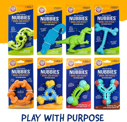 Dog dental care toy with baking soda infusion