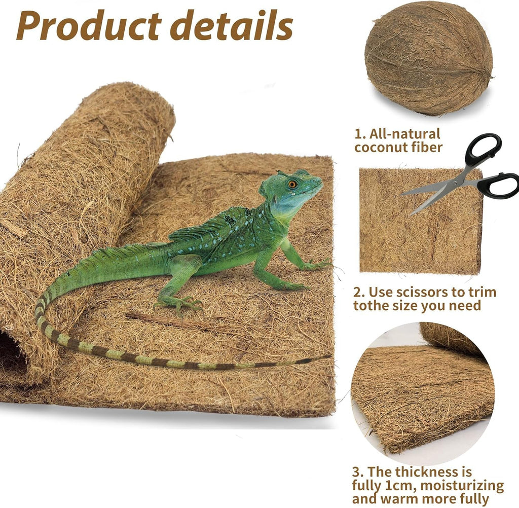 Close up view of natural coconut fiber texture for lizard bedding