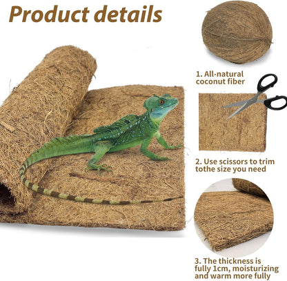 Natural coconut fiber substrate mat for bearded dragons close up