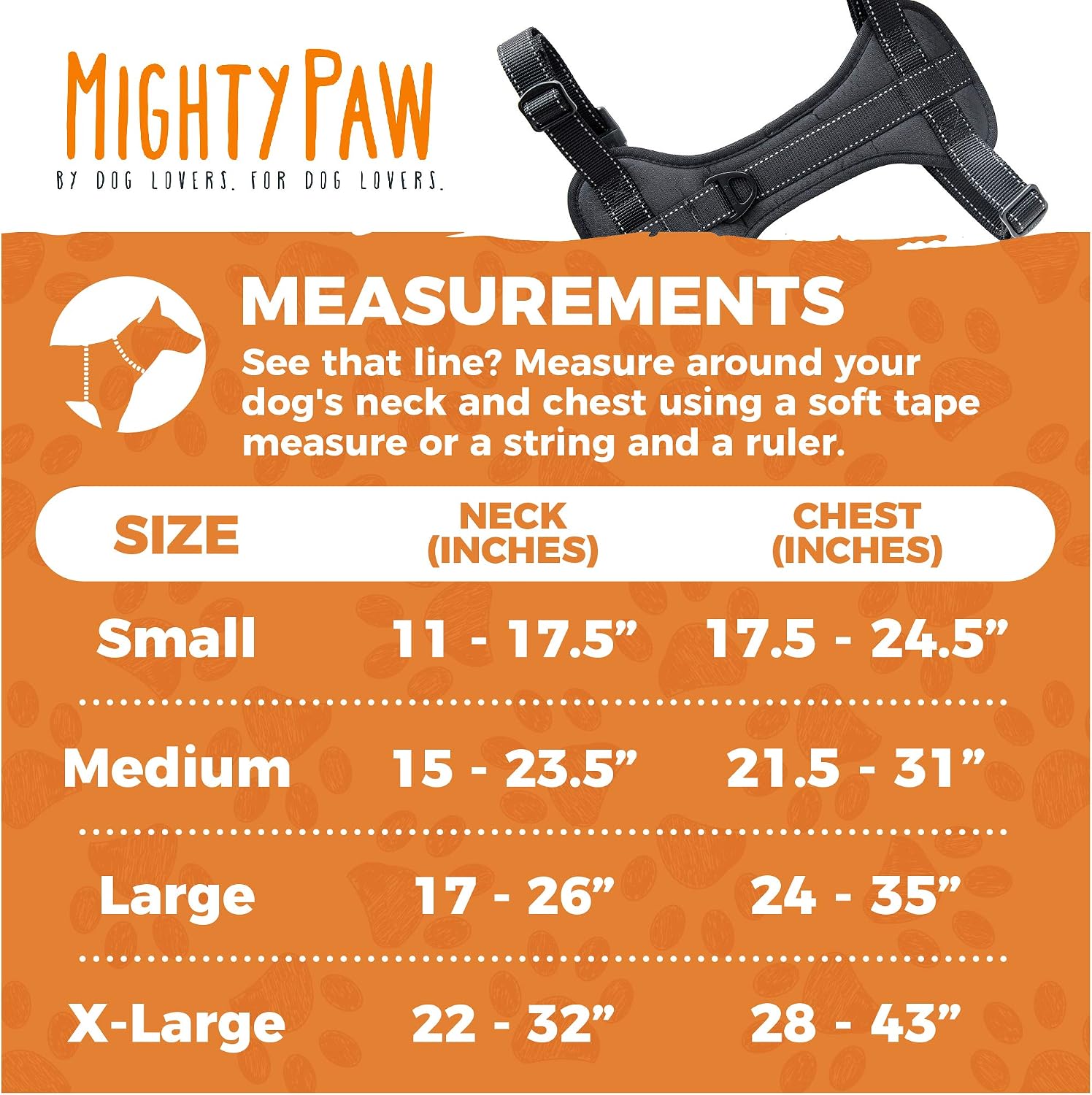 Mighty Paw vehicle safety gear side profile with reflective stitching