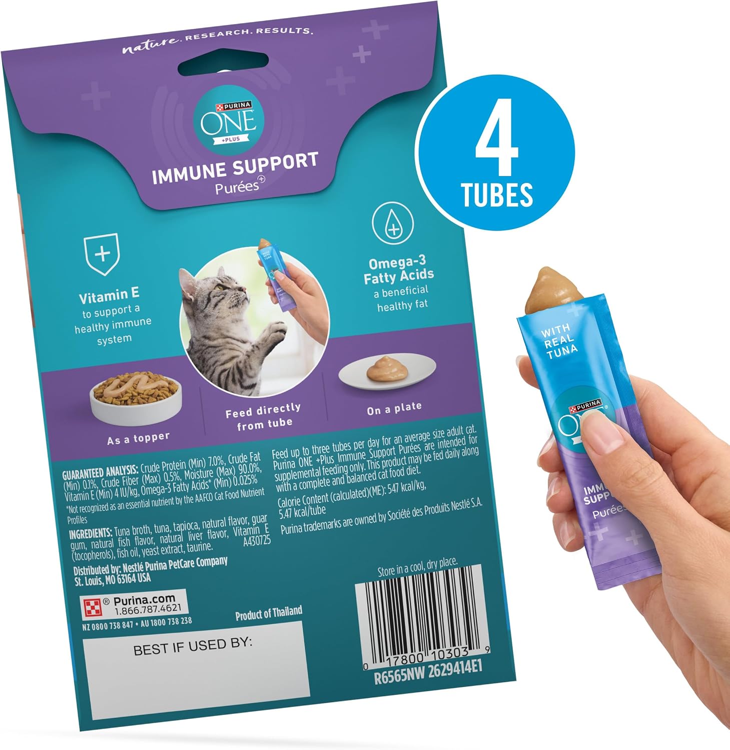Four count pack of Purina One cat purees
