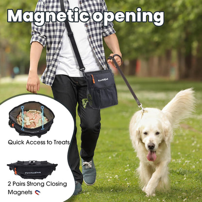 Fyorbietail dog walking bag with front mesh pocket holding small puppy toys