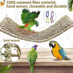 Bird Seagrass Mat 30 x 7 Inch Parrot Natural Seagrass Woven Net Hammock Parakeet Climbing Rope Ladder Mat Chew Toys Cage Accessories for Pigeon Macaw Cockatiel Conure Cockatoo Rat Bearded Dragon - Image 4
