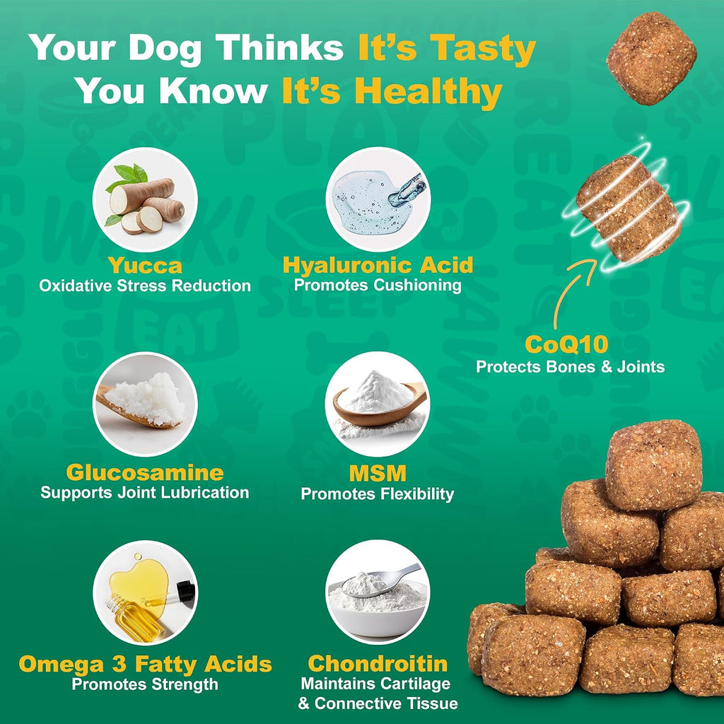 Doggie Dailies 225 chicken flavored joint chews for small medium and large dog breeds