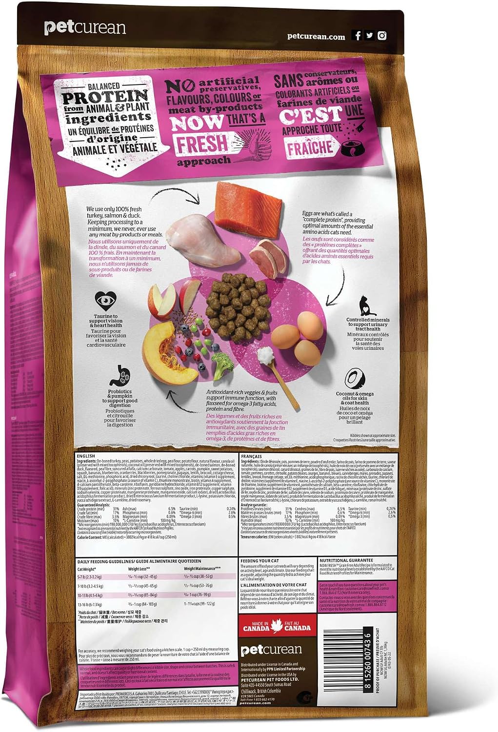 Now Fresh cat food turkey salmon and duck flavor 8 pounds packaging.