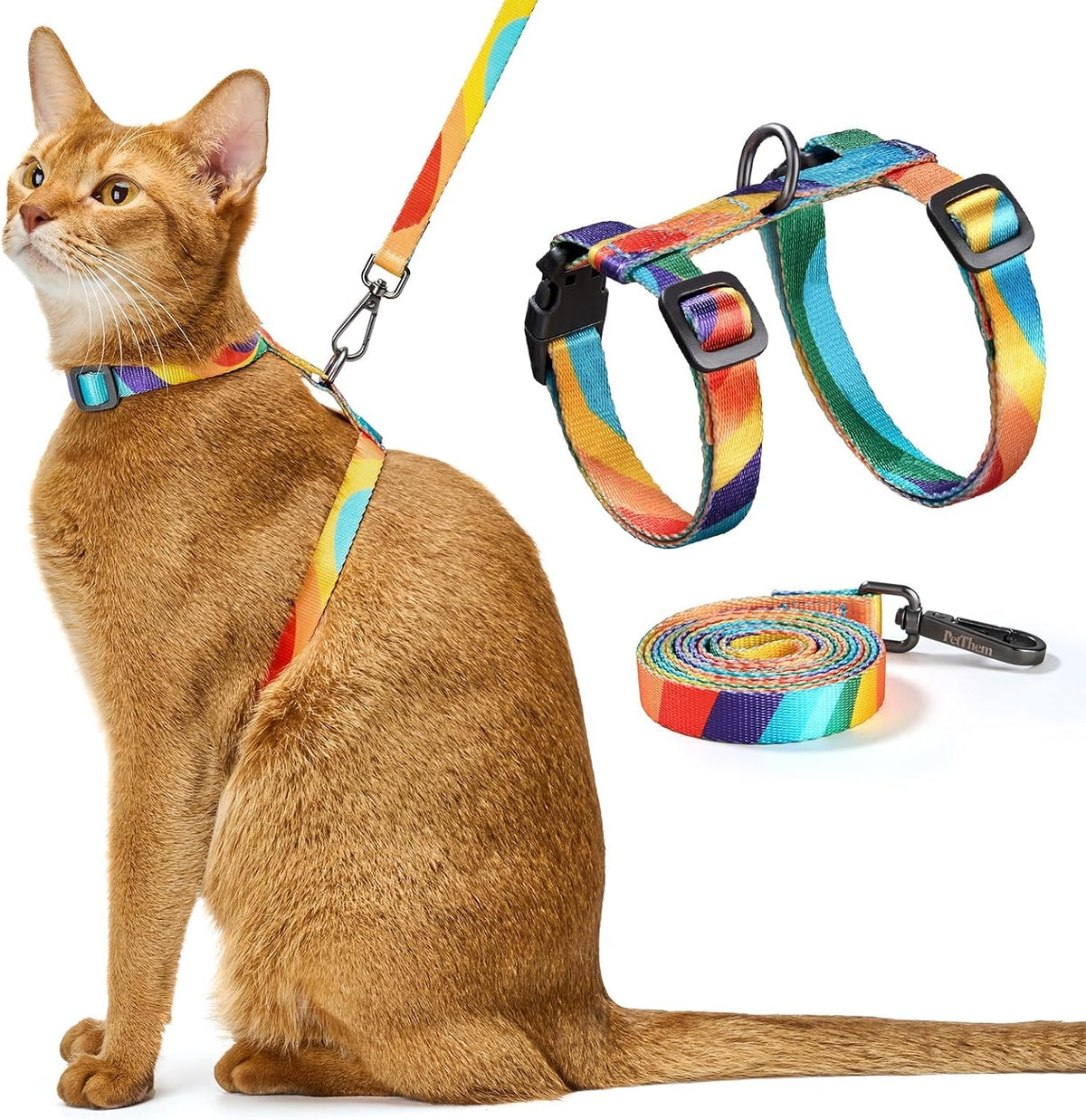 Adjustable Cat Harness and Leash Set Escape Proof (Hawaii Green) - Image 12