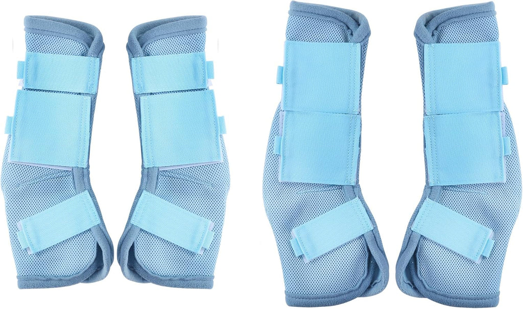 LEAFOREST horse fly boots laid flat illustrating ergonomic contour shaping.
