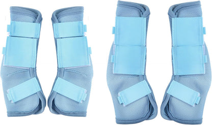 LEAFOREST horse fly boots laid flat illustrating ergonomic contour shaping.