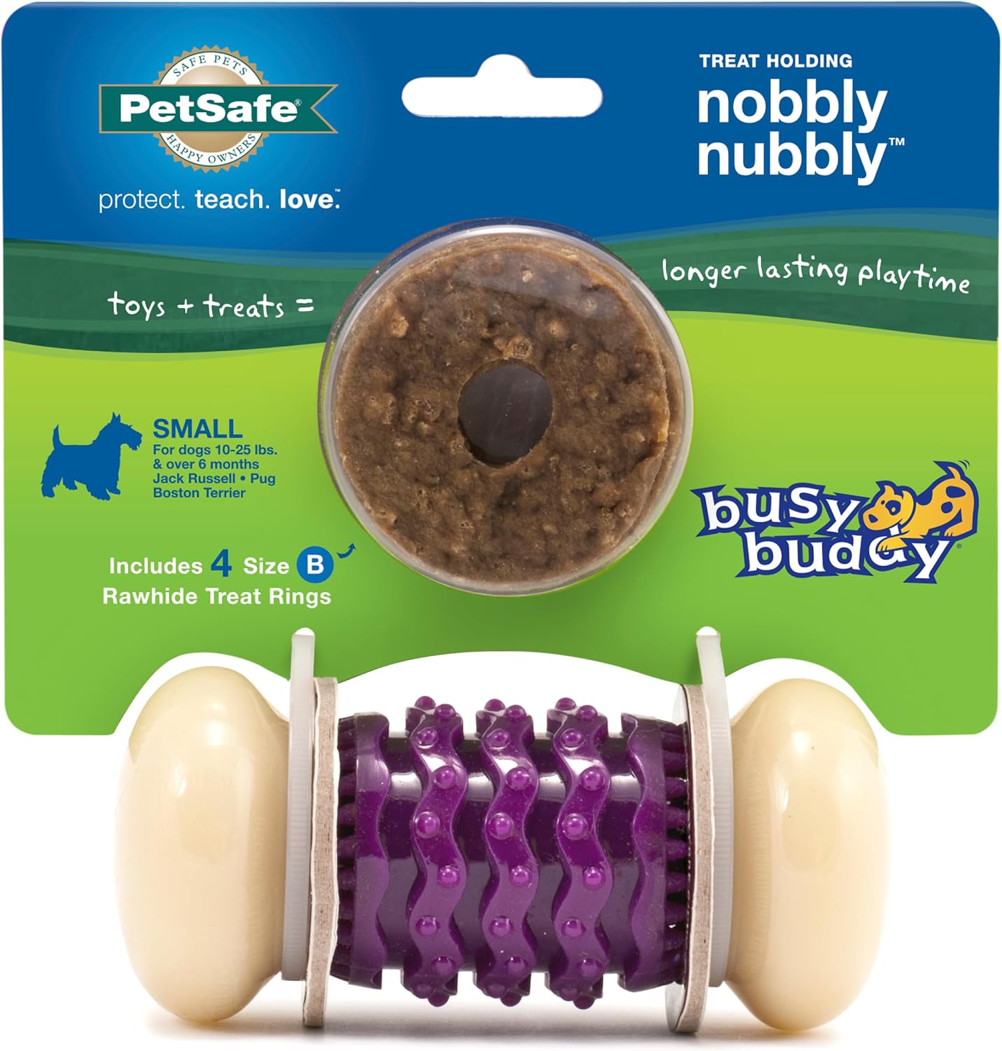 PetSafe Busy Buddy Bristle Bone Dog Chew Toy - Treat Holding Toothbrush Toy for Hard Chewers - Helps Keep Your Dog's Teeth Clean - Durable, Interactive - Purple, Medium - Image 15