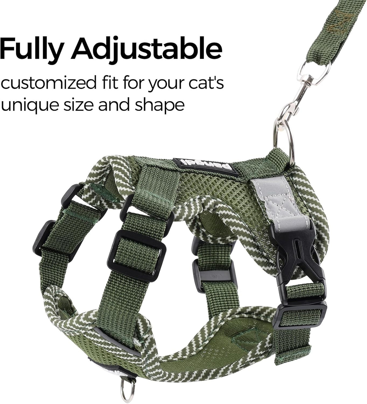 Adjustable quick release buckles on Pangdi escape proof cat vest