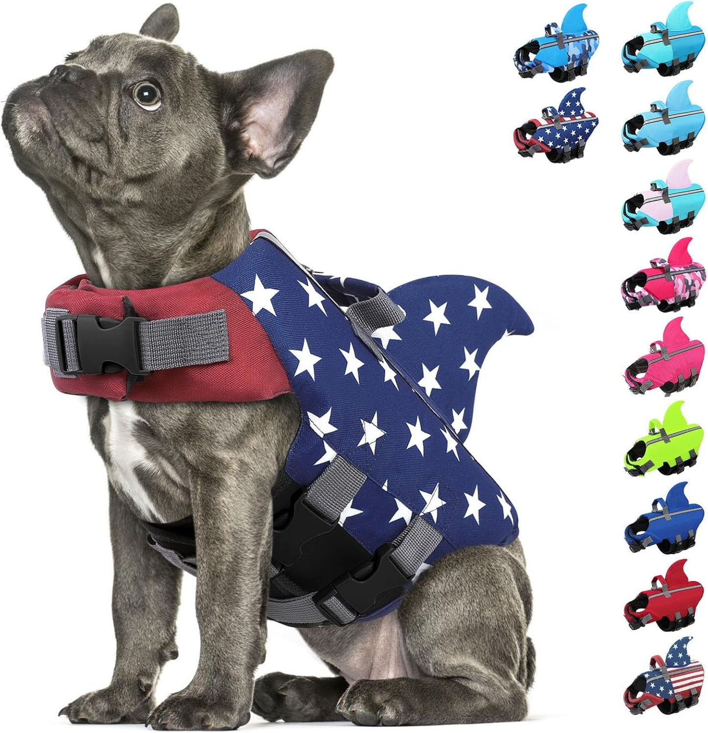 Dog Life Jacket Shark Life Vest for Dogs, Adjustable Swmming Vest with High Buoyancy, Safety Lifesaver with Rescue Handle for French Bulldog Small Medium Breeds, Blue S - Image 12