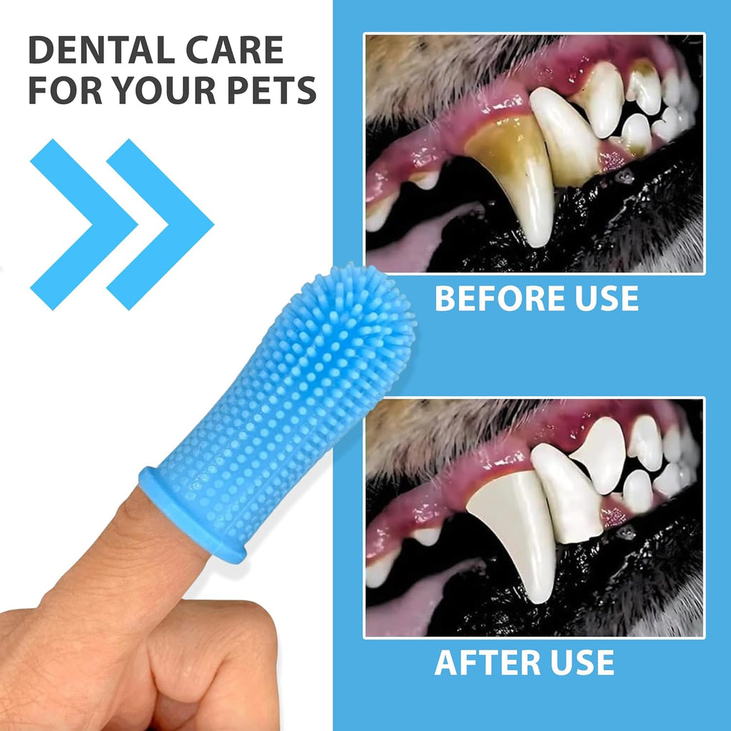 3-in-1 Pet Grooming Kit - Pet Deshedding Glove, 360 degrees Silicone Finger Toothbrush, and Professional Dog Nail Clippers with File - Complete Grooming Set for Cats & Dogs with Short or Long Fur - Image 9