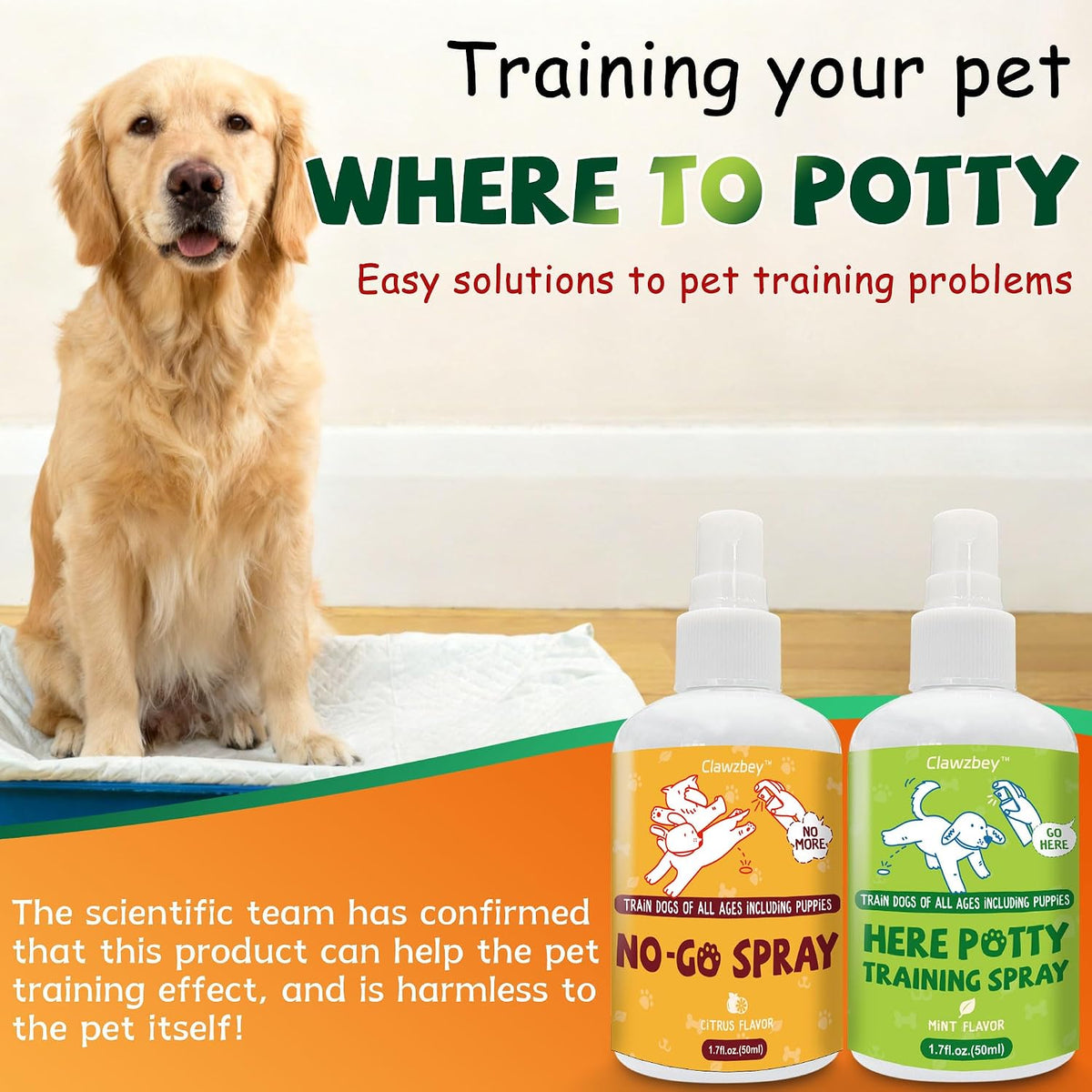 Clawzbey here potty training spray bottle close up