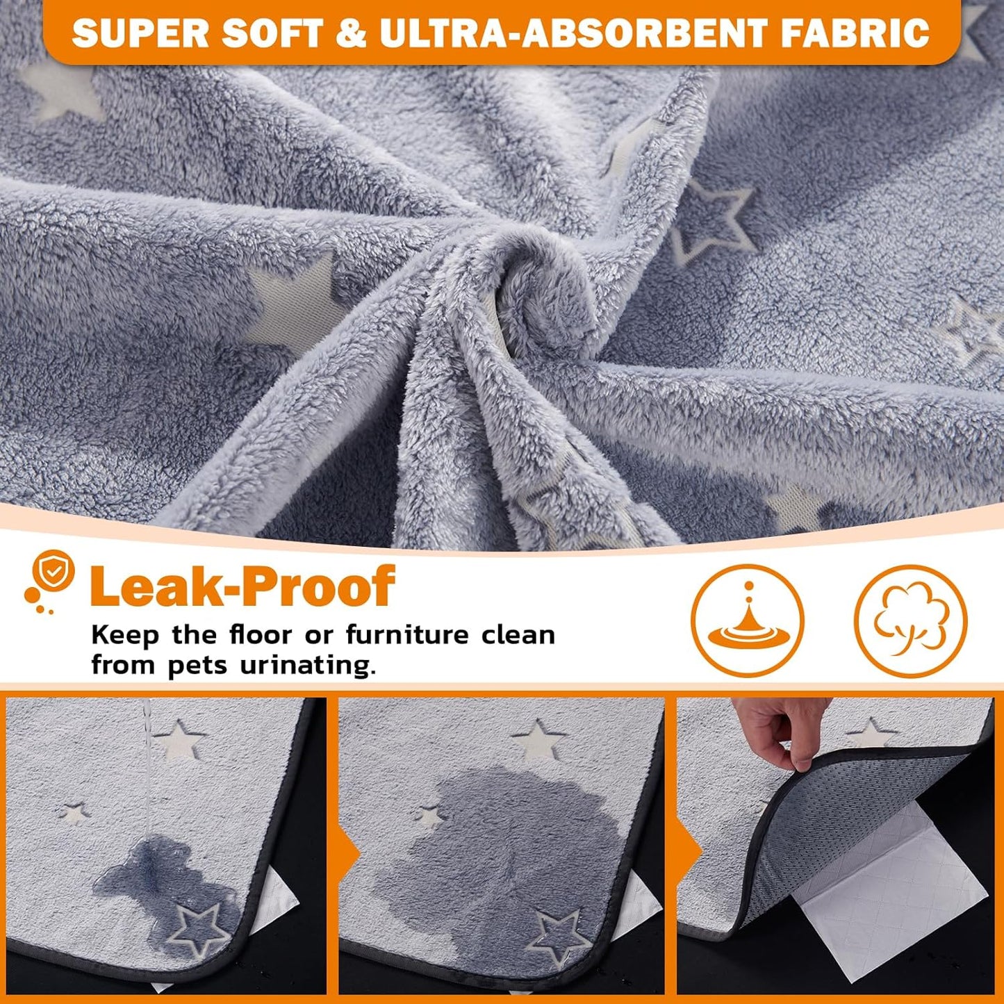 Close up of Loobani soft flannel puppy training mat texture