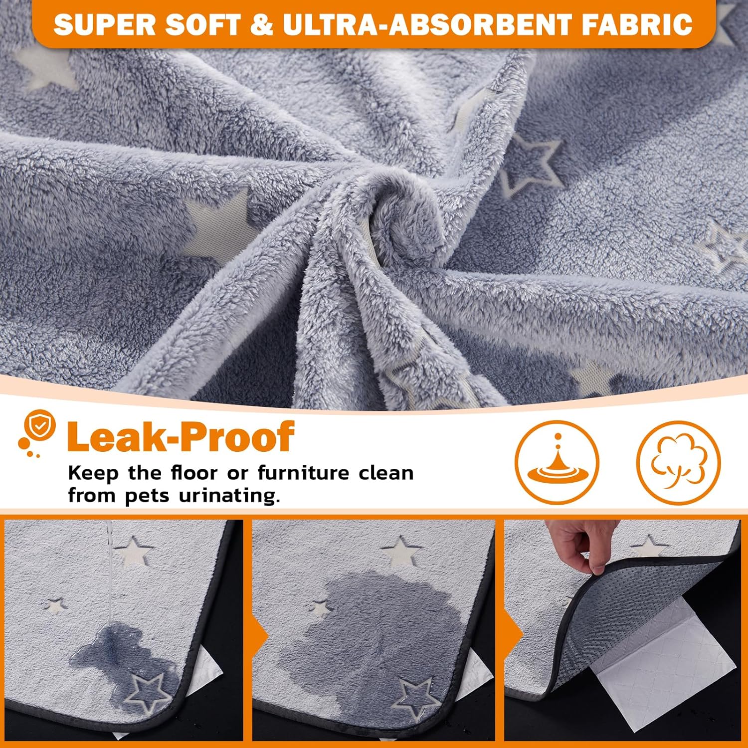 Close up of Loobani soft flannel puppy training mat texture