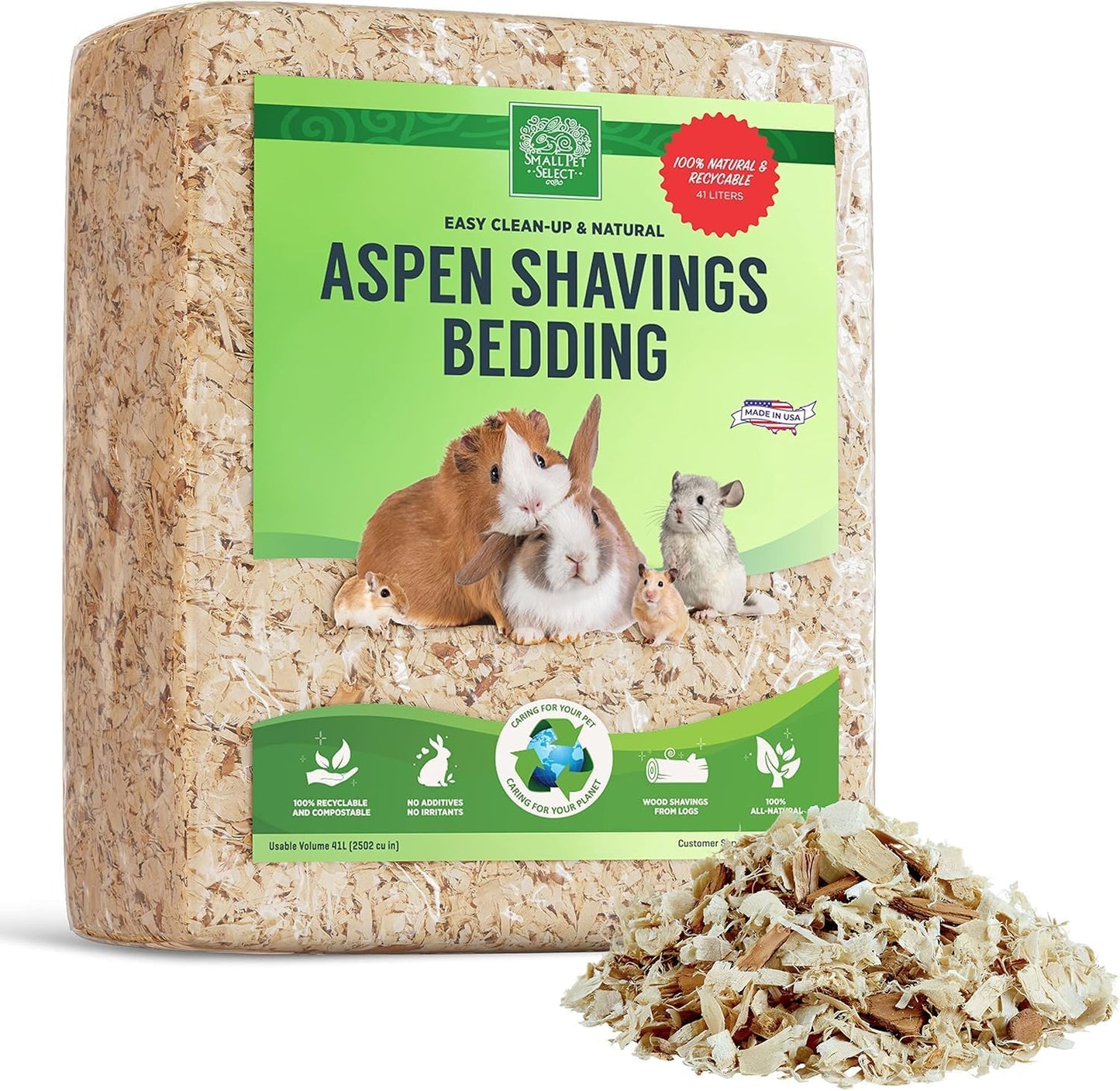 Small Pet Select natural aspen bedding showcasing no dust particles