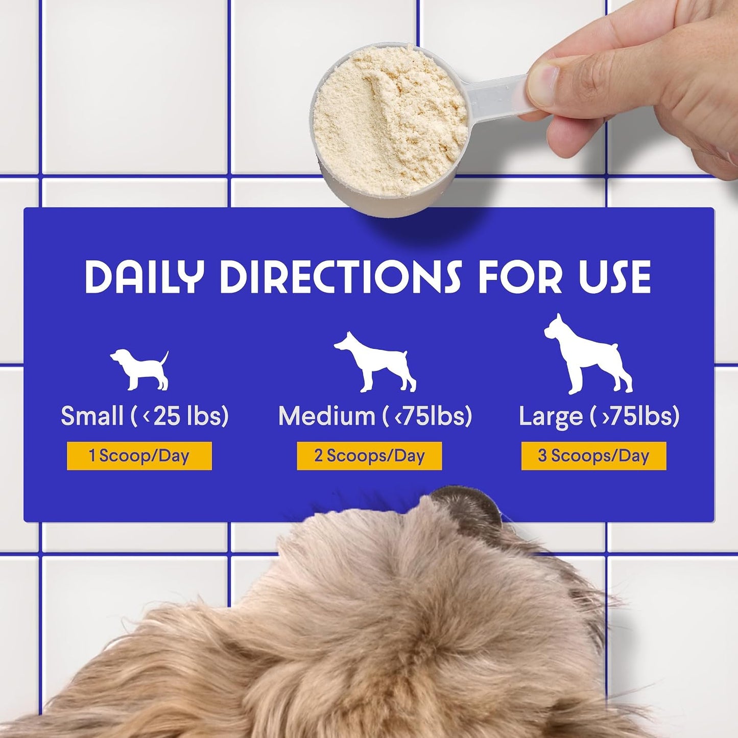Scoop dosage chart for functional mushroom pet food topper