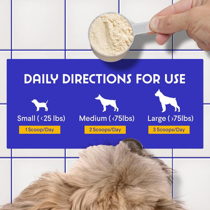 Scoop dosage chart for functional mushroom pet food topper