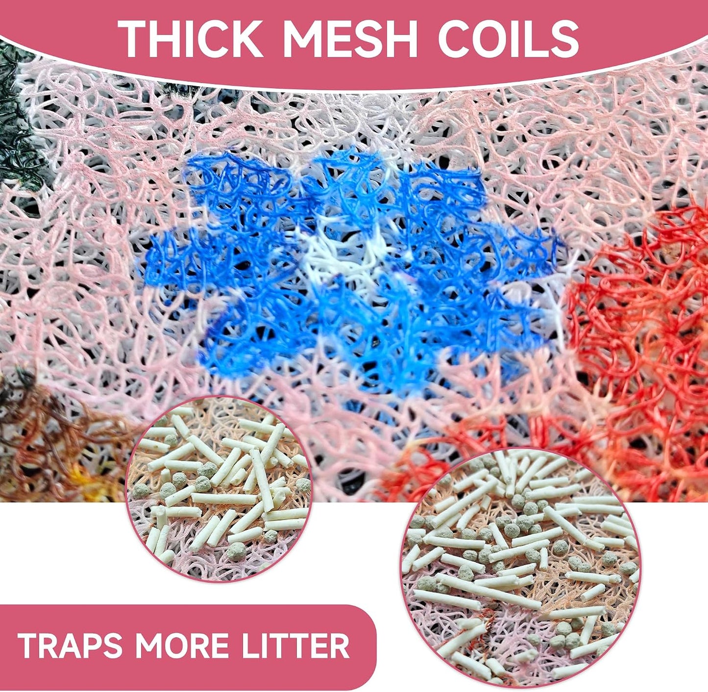 Premium PVC kitty litter trapping mat highlighting deep coil textured mesh texture