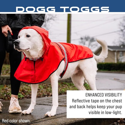 Lightweight blue pet slicker from Frogg Toggs illustrating full body water resistant coverage.