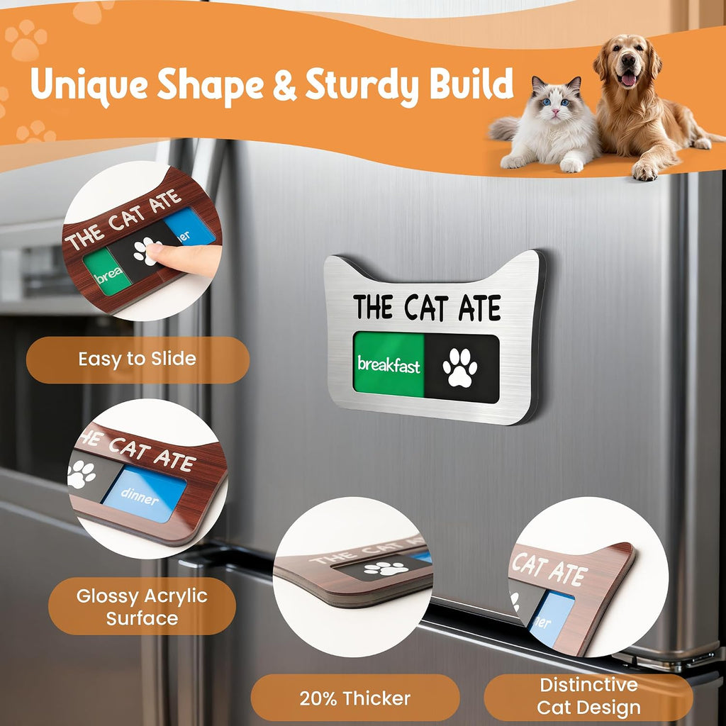 EliteSign imported cat feeding tracker mounted on a kitchen wall surface