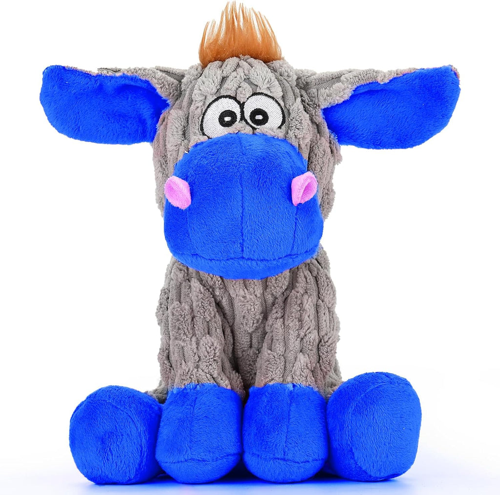 Donkey shaped plush dog toy for healthy teeth