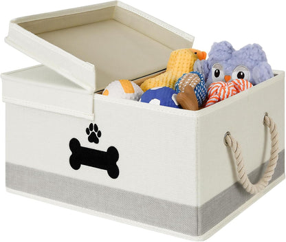 Dog Toy Basket with Lid, Dog Basket for Toys, Dogs Toy Box with Cotton Rope Handles, Collapsible Storage Bins for Pet Toys, Dogs Storage Organizer, Beige - Image 11