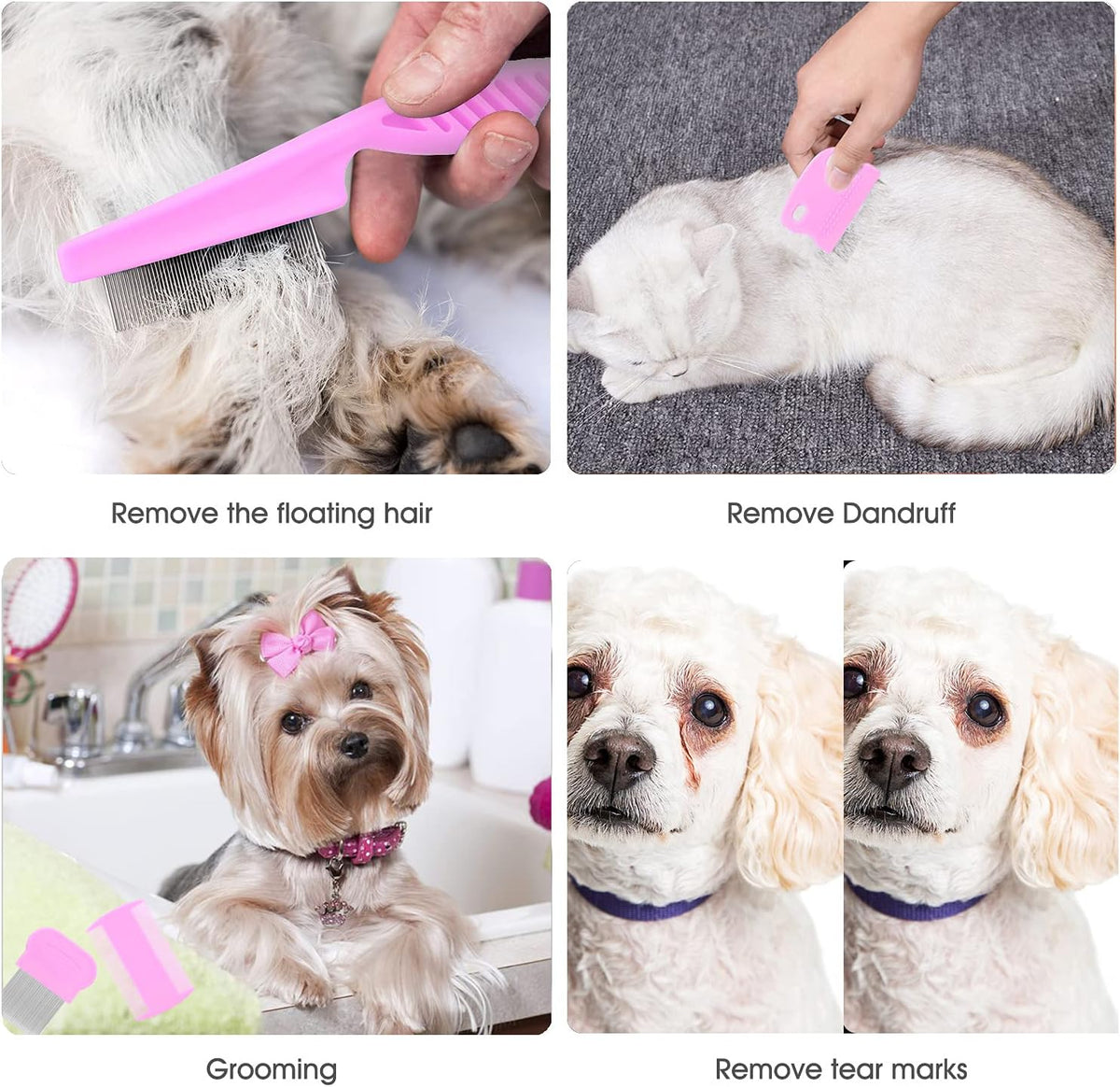Ergonomic handles of the pink BENSEAO pet hair remover tool set
